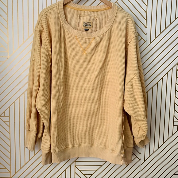 Aerie this feels seriously lived in waffle knit oversized drop shoulder seam XL - Picture 10 of 11